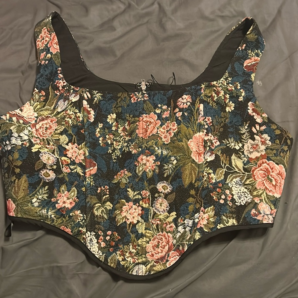 Major Vibe Floral Corset Top - Black/combo